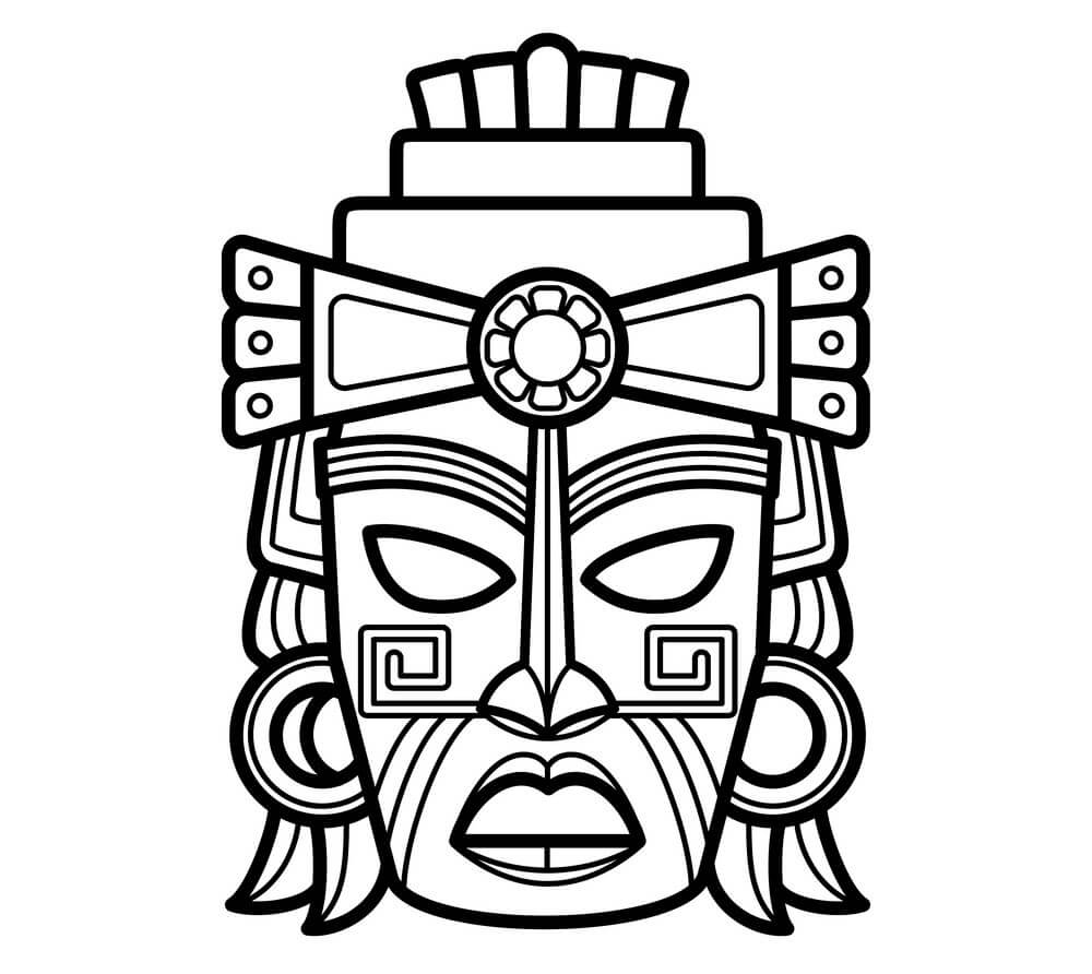 Målarbild Aztekisk Mask
