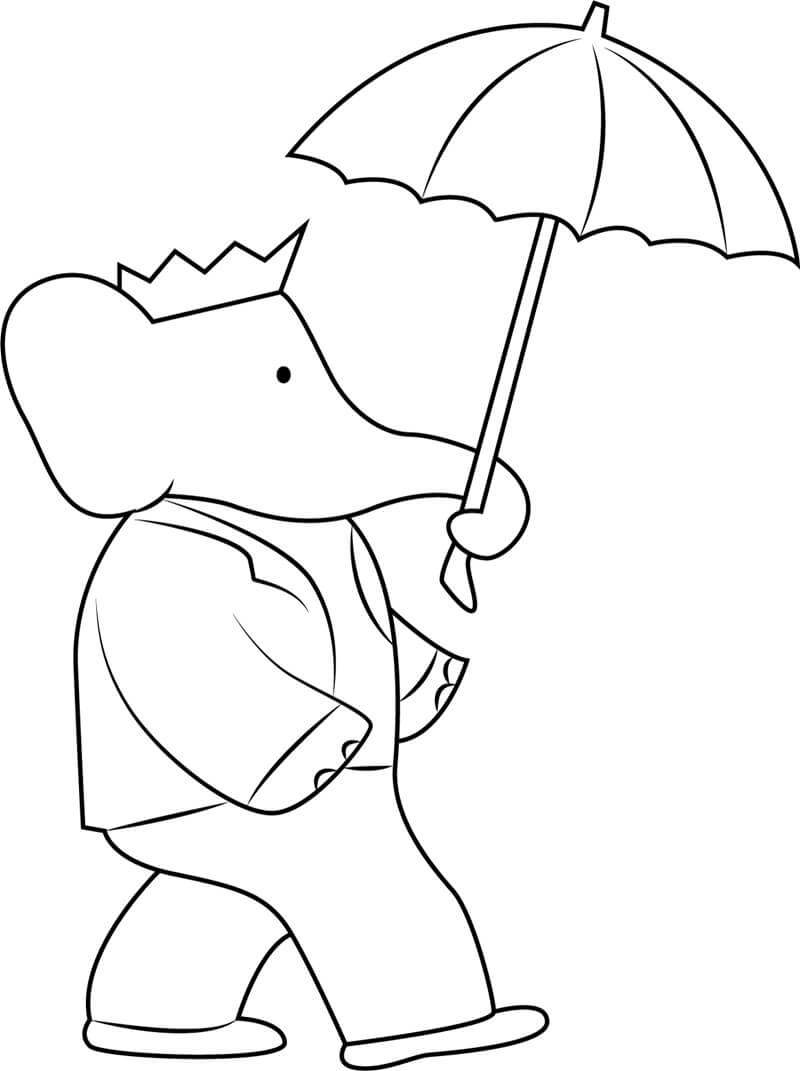 Målarbild Babar med Paraply