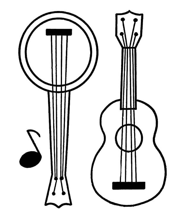 Målarbild Banjo och Gitarr
