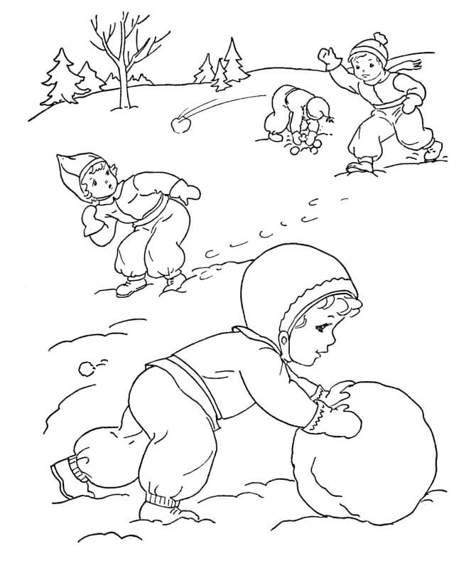Målarbild Barn med Vinter