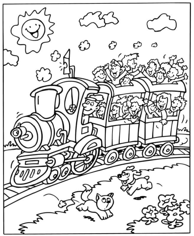 Målarbild Barn På Tåget
