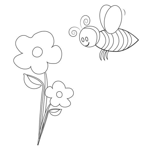 Målarbild Bi och Blommor