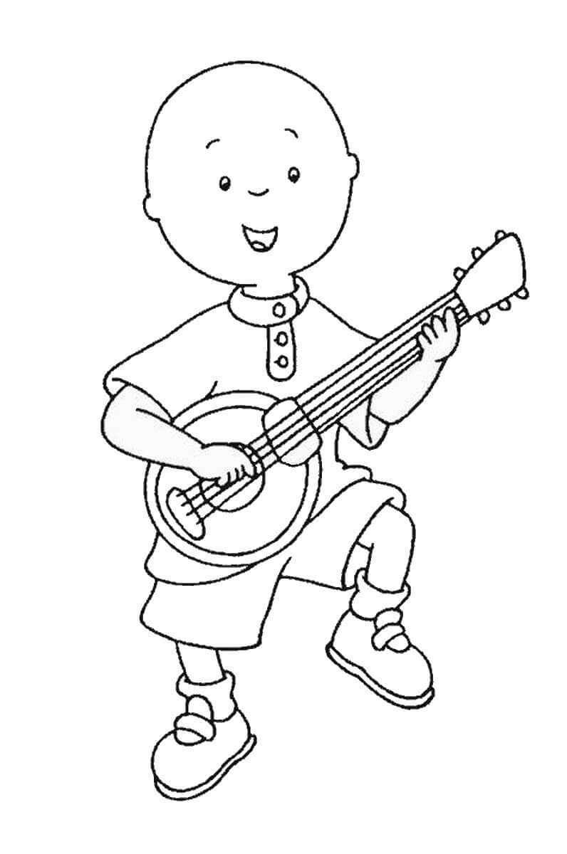 Målarbild Caillou Spelar Gitarr