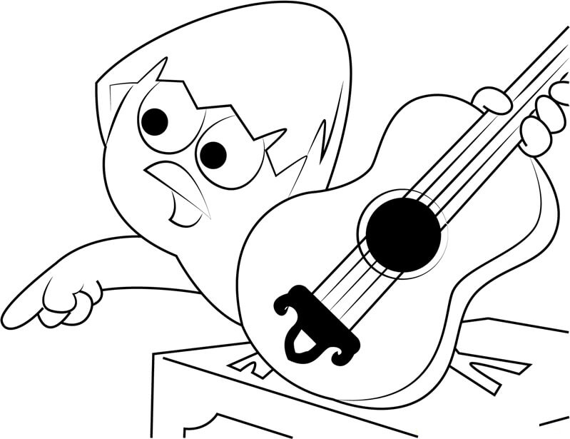 Målarbild Calimero Spelar Gitarr