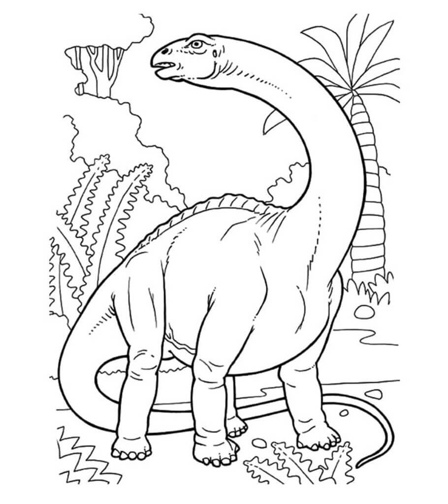Målarbild Dinosaurie Med Lång Hals