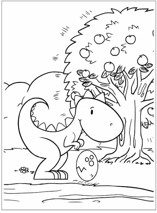 Målarbild Dinosaurie och ägg