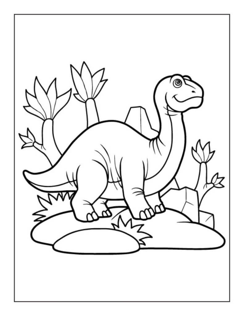 Målarbild Dinosaurie På Klippan