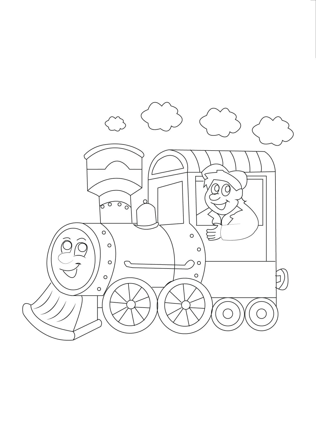 Målarbild En Man På Tåget
