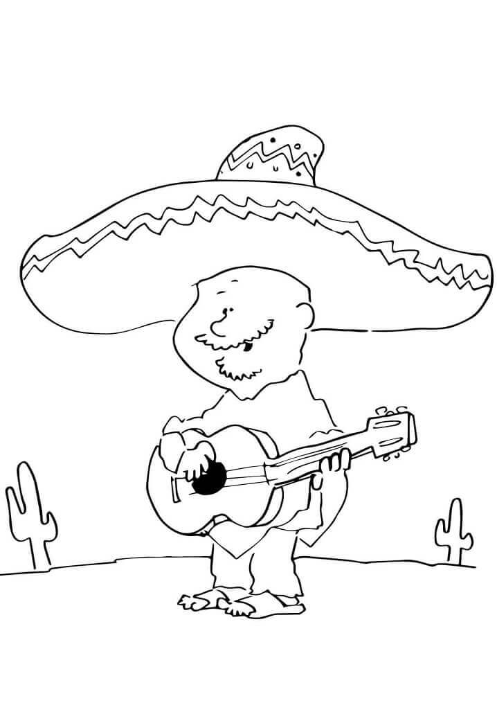 Målarbild En Mexikan Spelar Gitarr