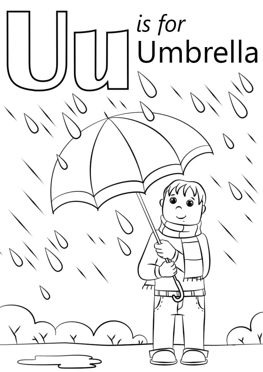 Målarbild En Pojke med Paraply