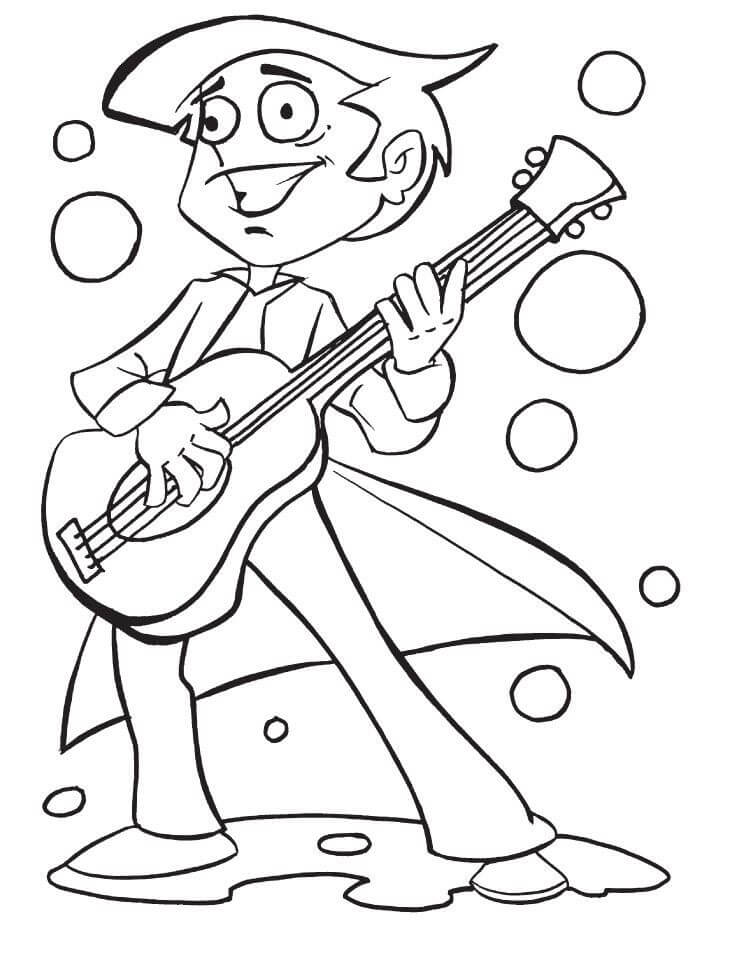 Målarbild En Pojke Spelar Gitarr