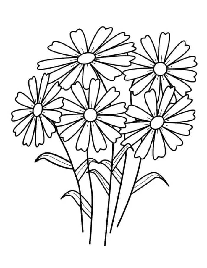 Målarbild Fem Blommor