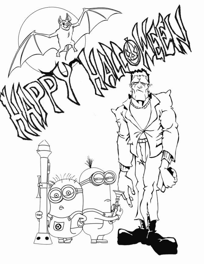 Målarbild Frankenstein och Minioner