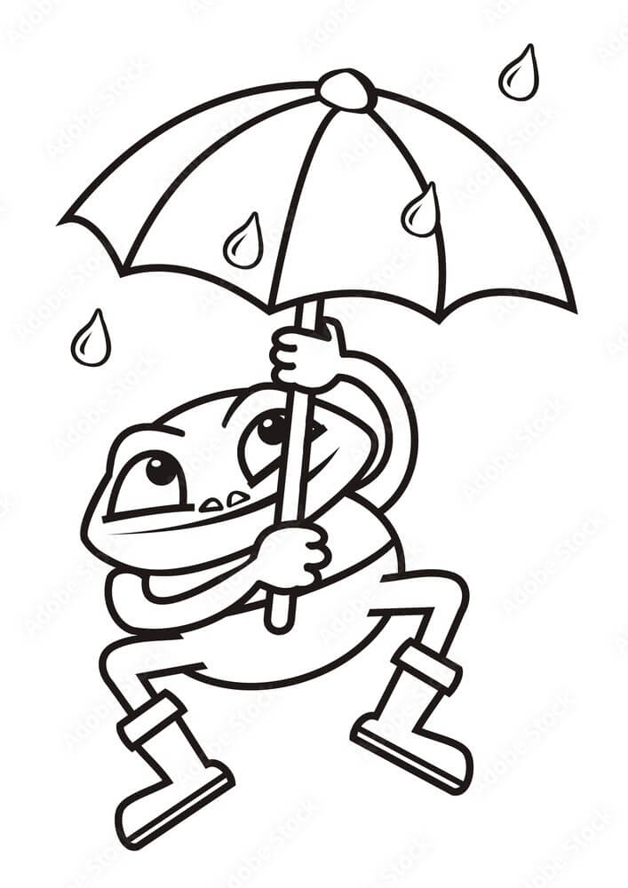 Målarbild Groda med Paraply