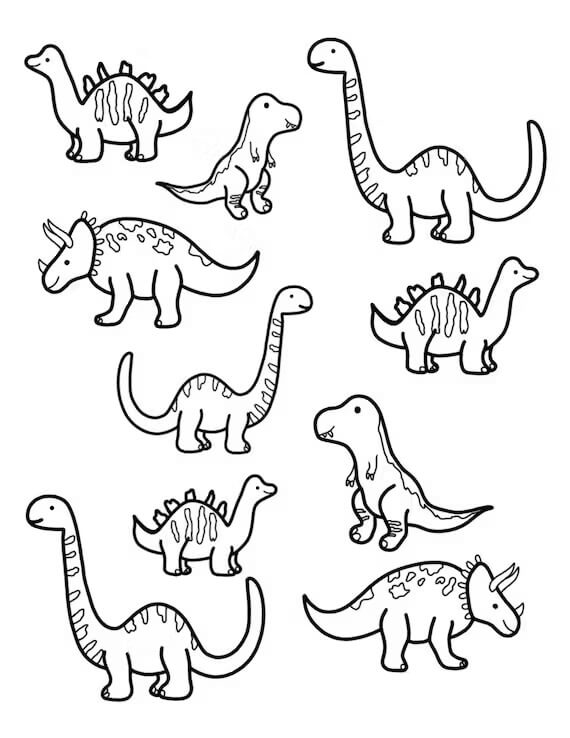 Målarbild Grundläggande Dinosaurier