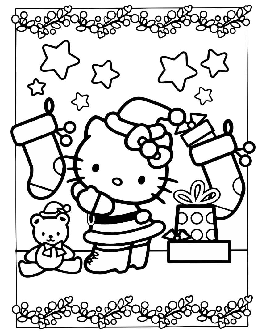 Målarbild Hello Kitty På Jul