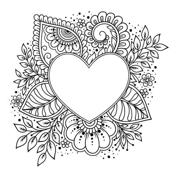 Målarbild Hjärta och Blommor Mandala