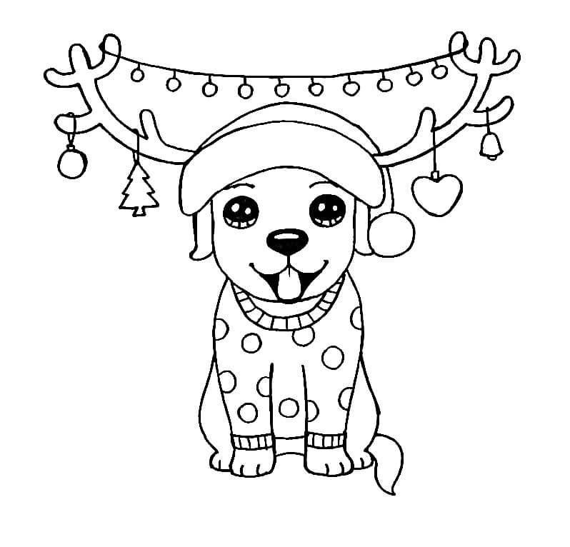 Målarbild Julhund