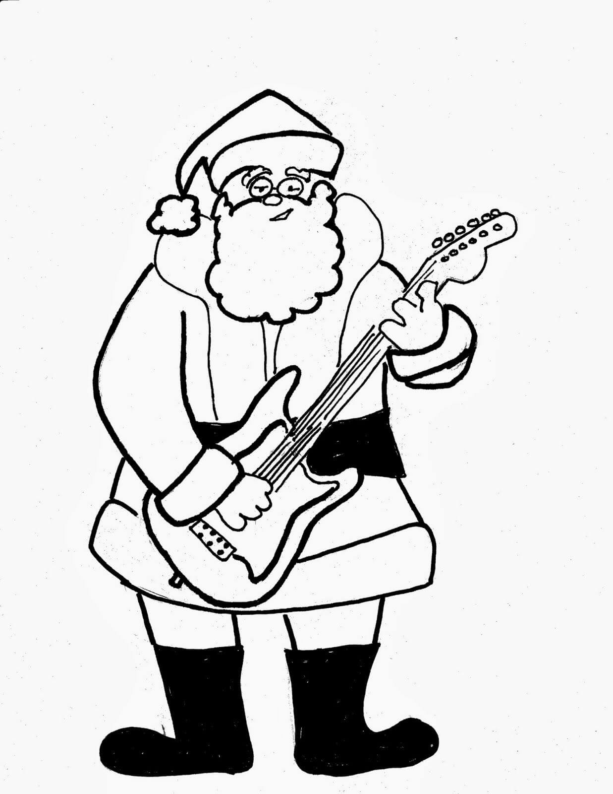 Målarbild Jultomten med Gitarr