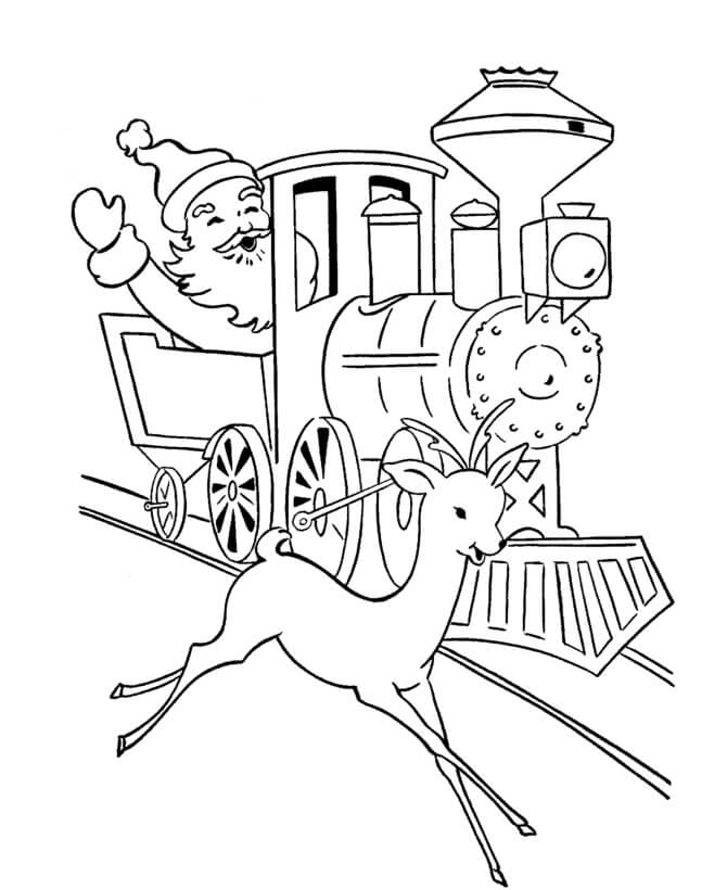 Målarbild Jultomten På Tåget
