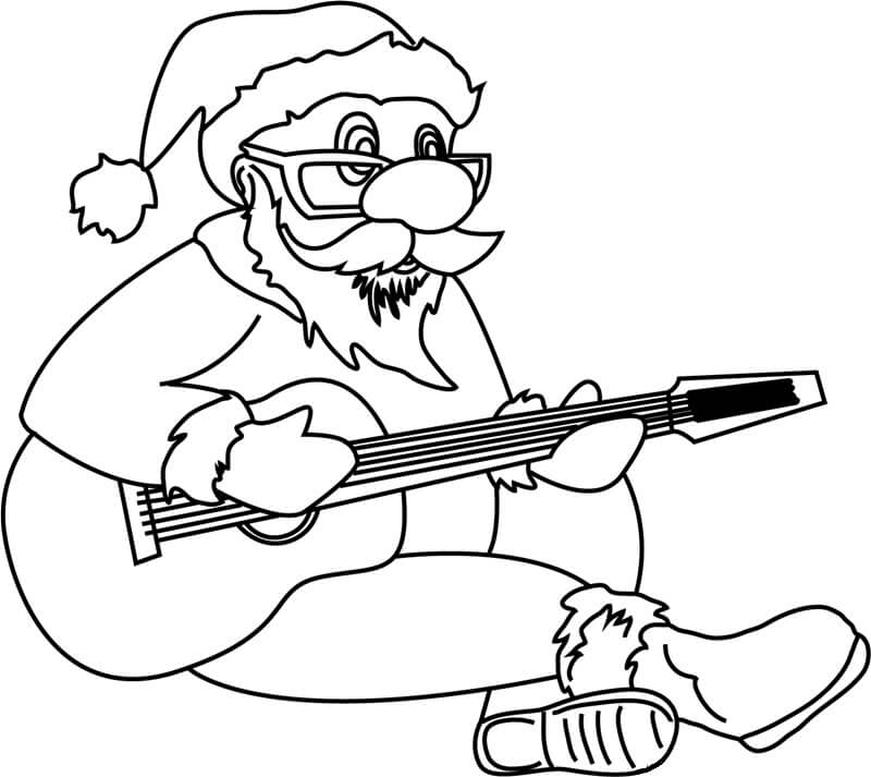 Målarbild Jultomten Spelar Gitarr