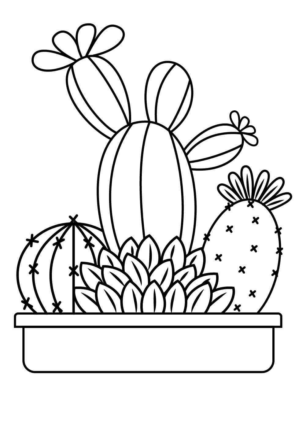 Målarbild Kaktus i Kruka