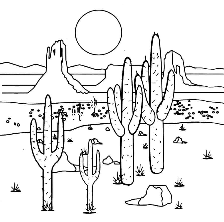 Målarbild Kaktusar i öknen