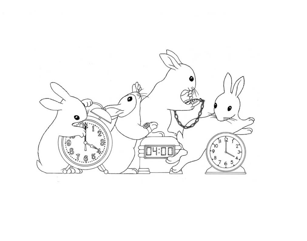 Målarbild Kaniner Med Klockor