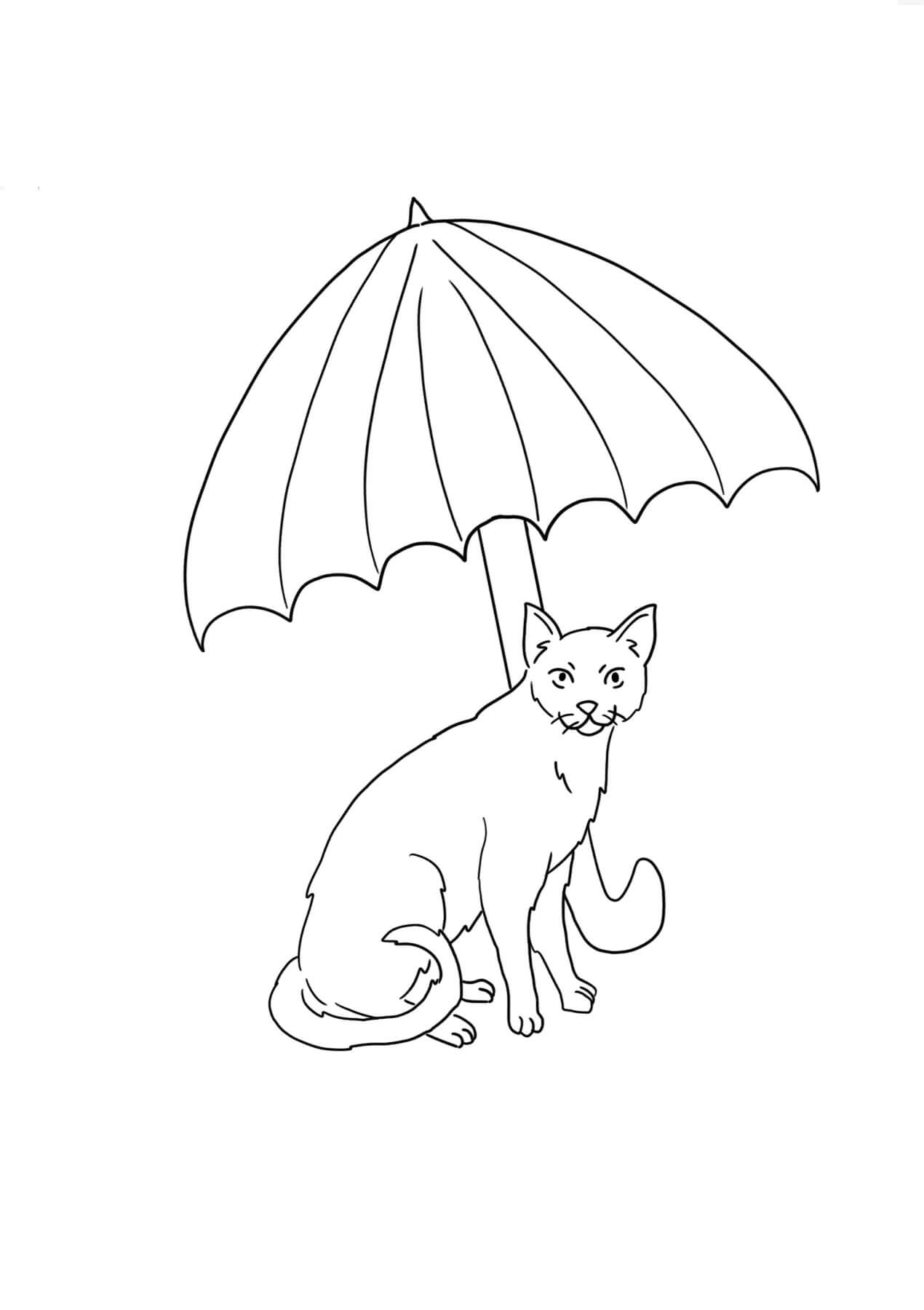 Målarbild Katt och Paraply