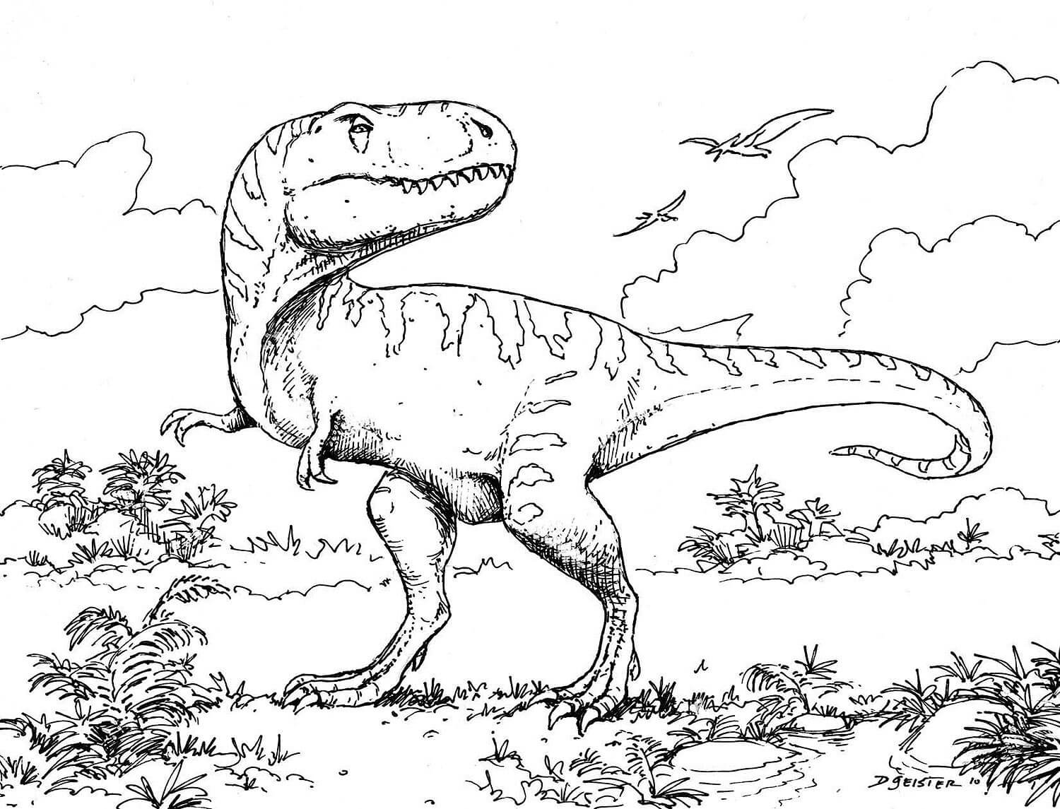 Målarbild Köttätande Dinosaurie