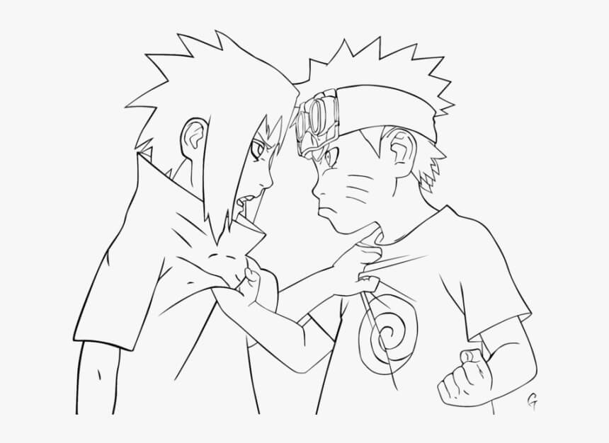 Målarbild Lilla Naruto och Sasuke