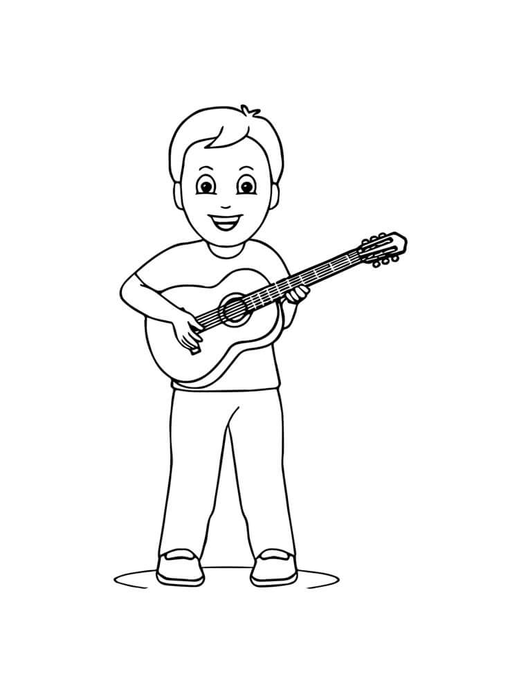 Målarbild Liten Pojke med Gitarr