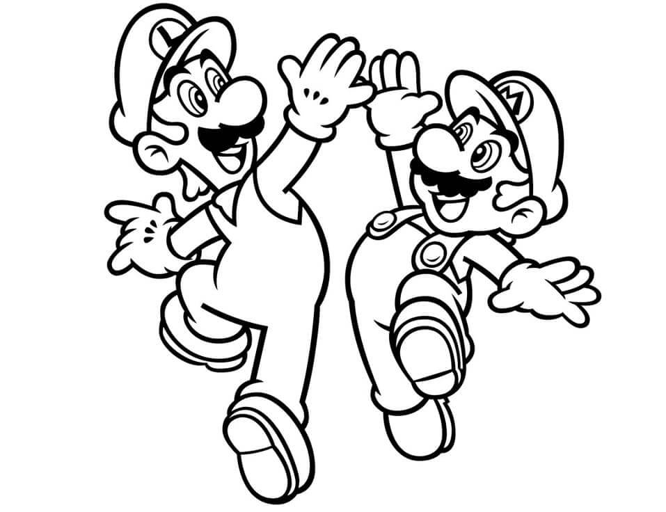 Målarbild Luigi med Mario