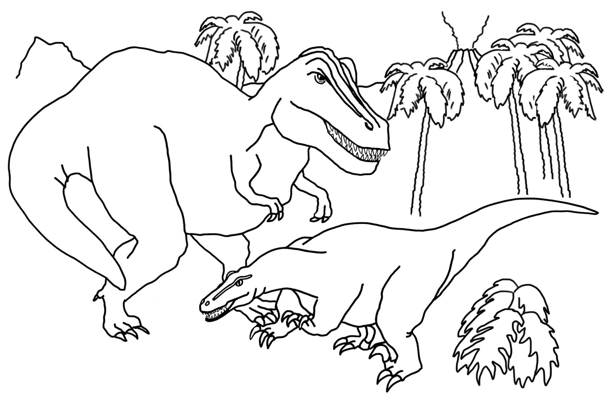 Målarbild Mamma och Baby Dinosaurie