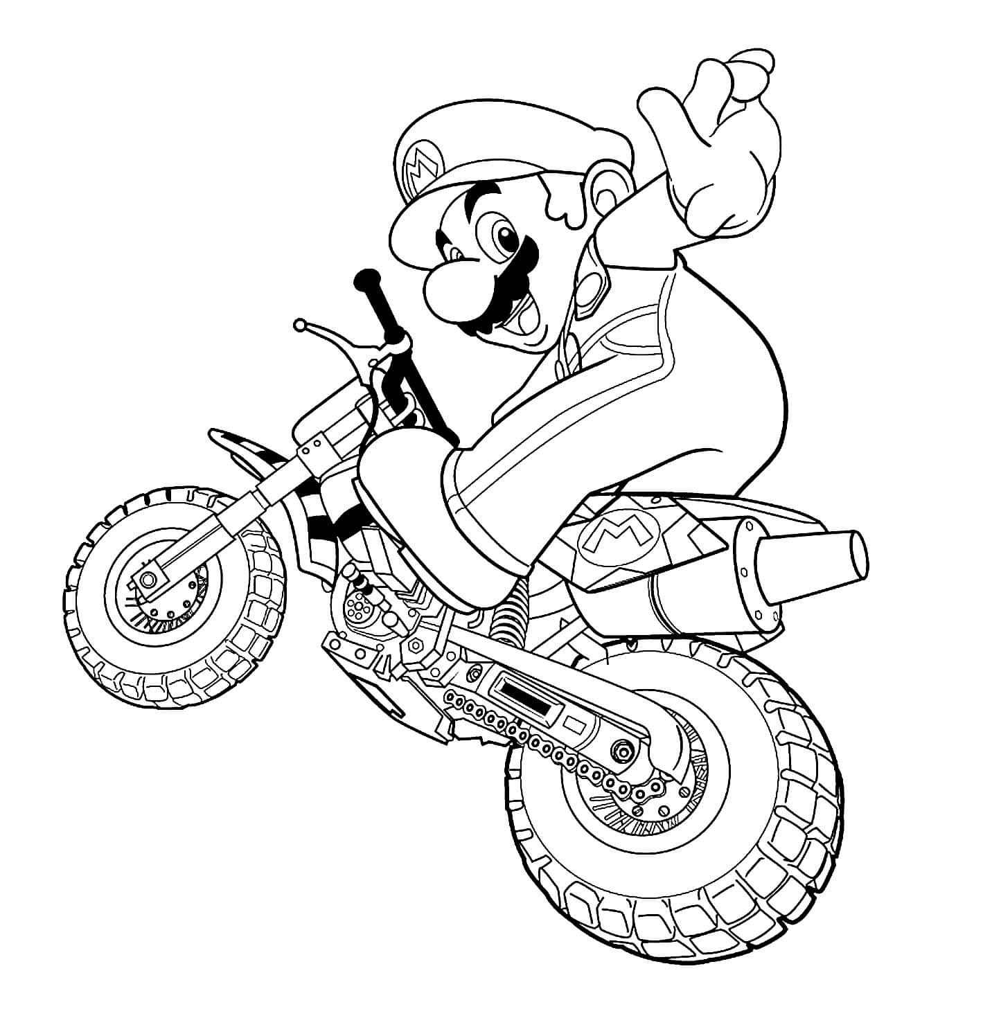 Målarbild Mario Kör Motorcykel