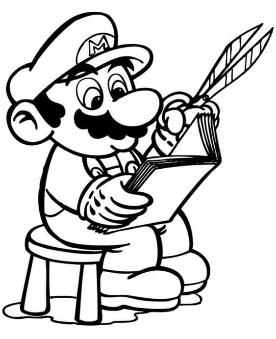 Målarbild Mario med en Bok