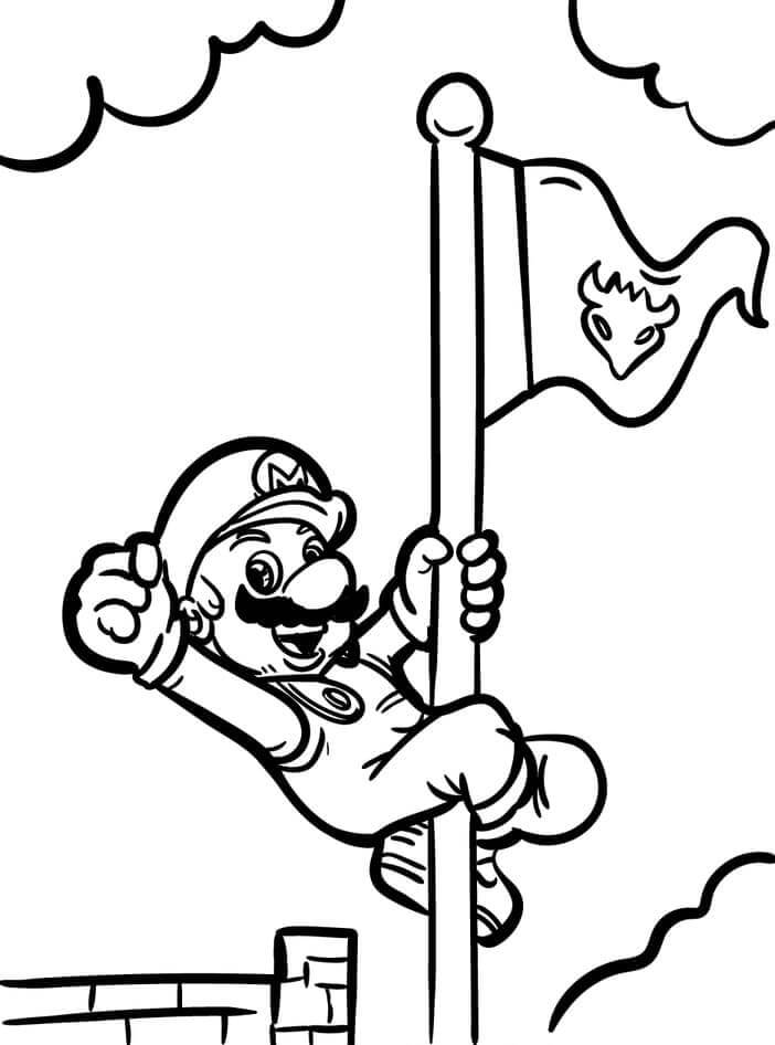 Målarbild Mario med Flagga