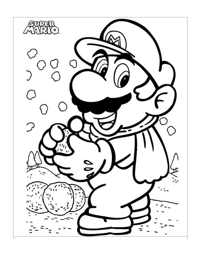 Målarbild Mario med Snöboll