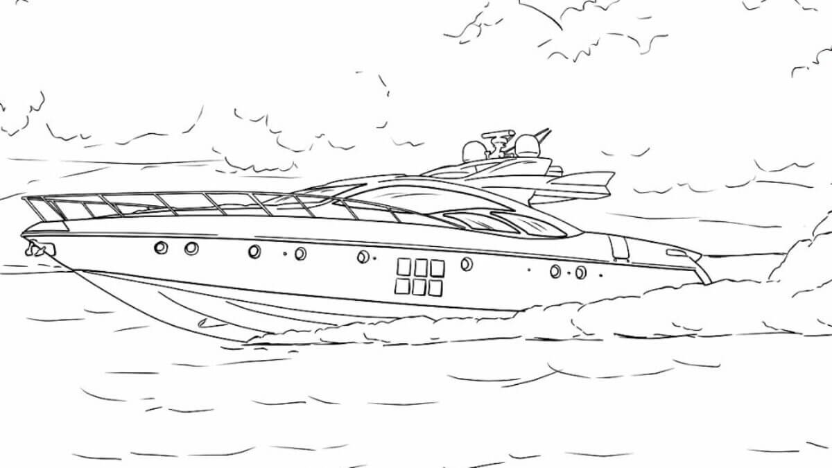 Målarbild Motorbåt