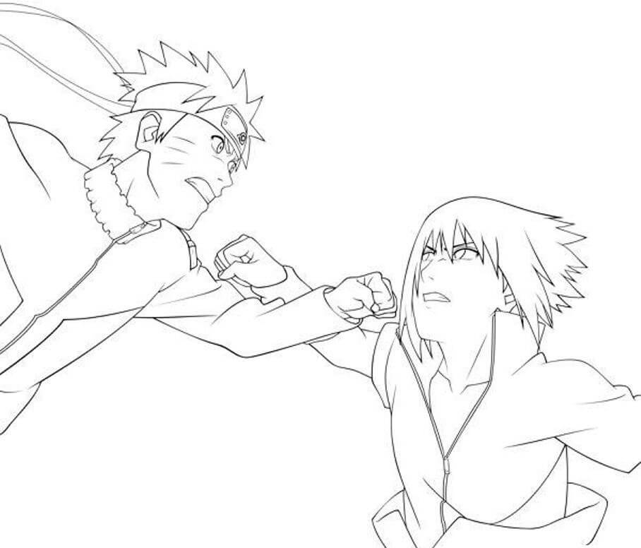 Målarbild Naruto och Sasuke