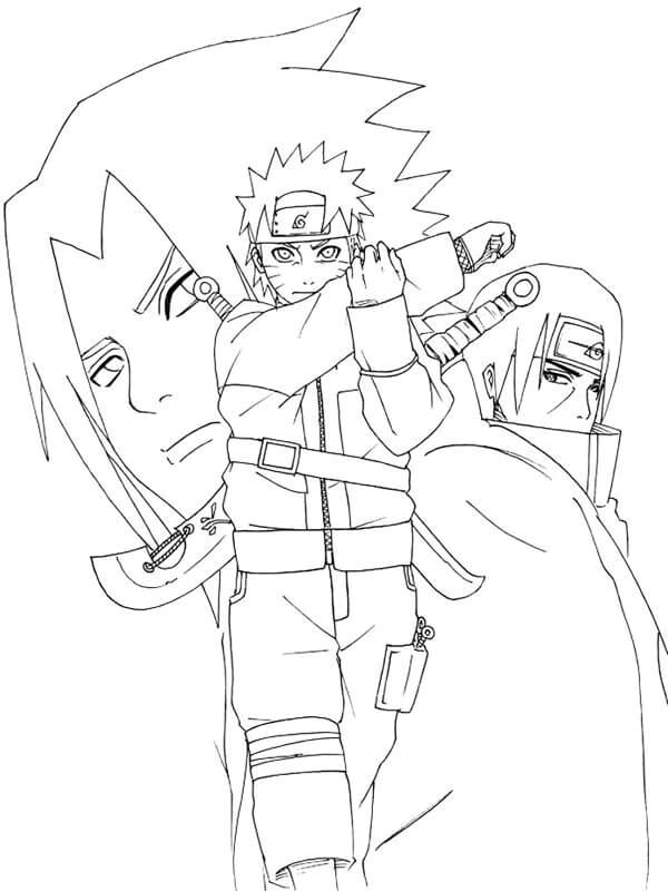Målarbild Naruto, Sasuke och Itachi