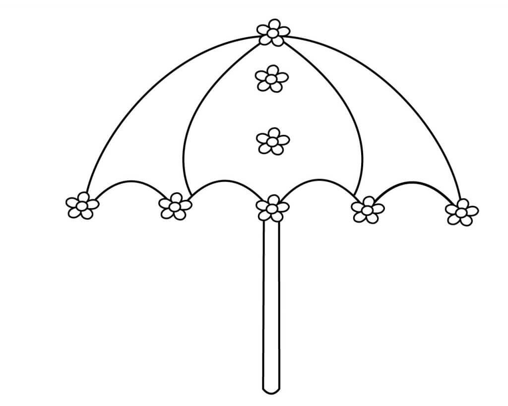 Målarbild Paraply med Blommor