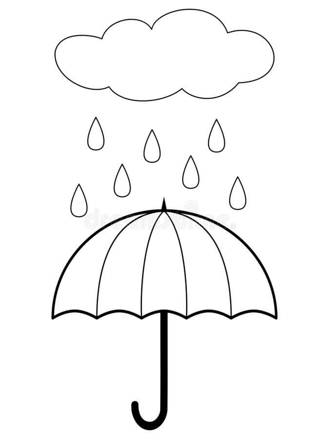 Målarbild Paraply med Molnregn