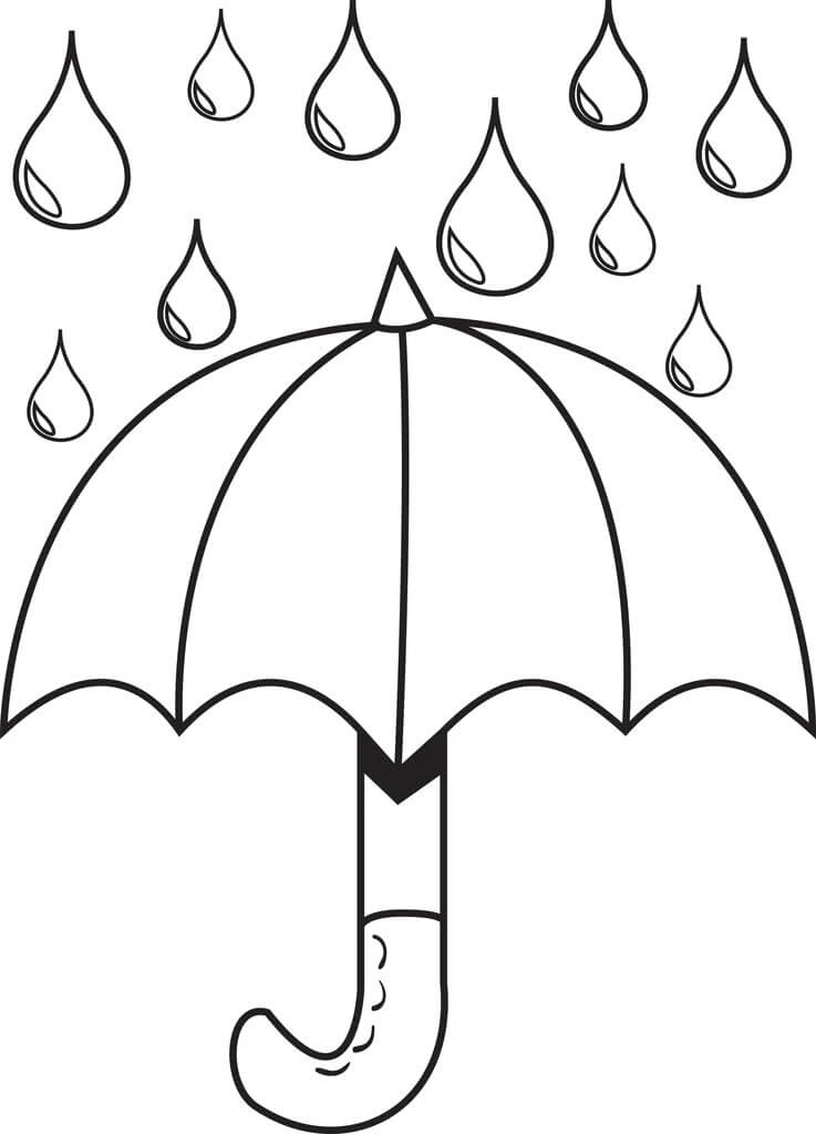 Målarbild Paraply med Regndroppar