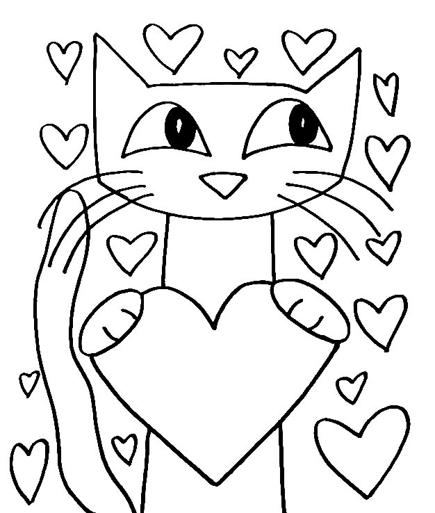 Målarbild Pete the Cat och Alla Hjärtans Dag