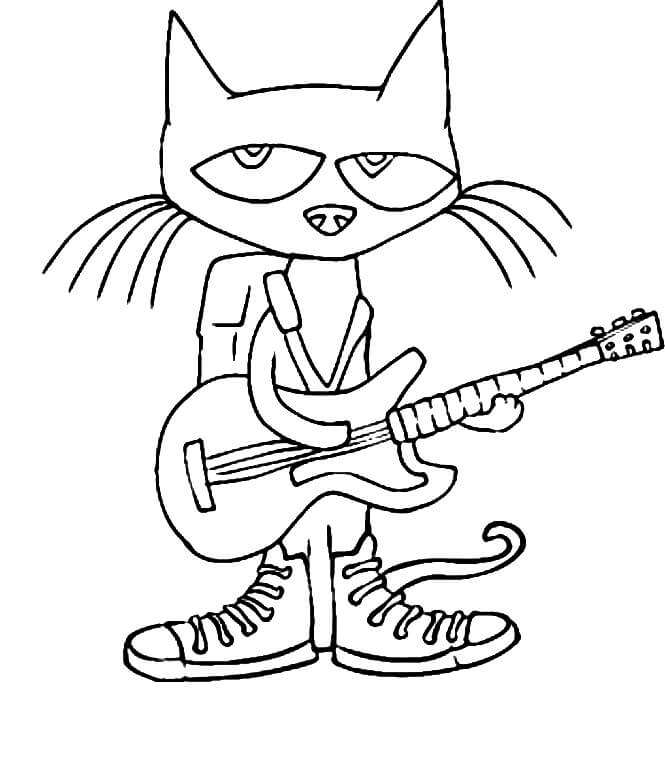 Målarbild Pete the Cat Spelar Gitarr