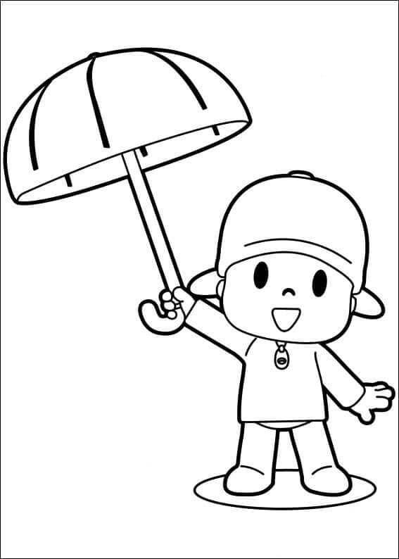 Målarbild Pocoyo med Paraply