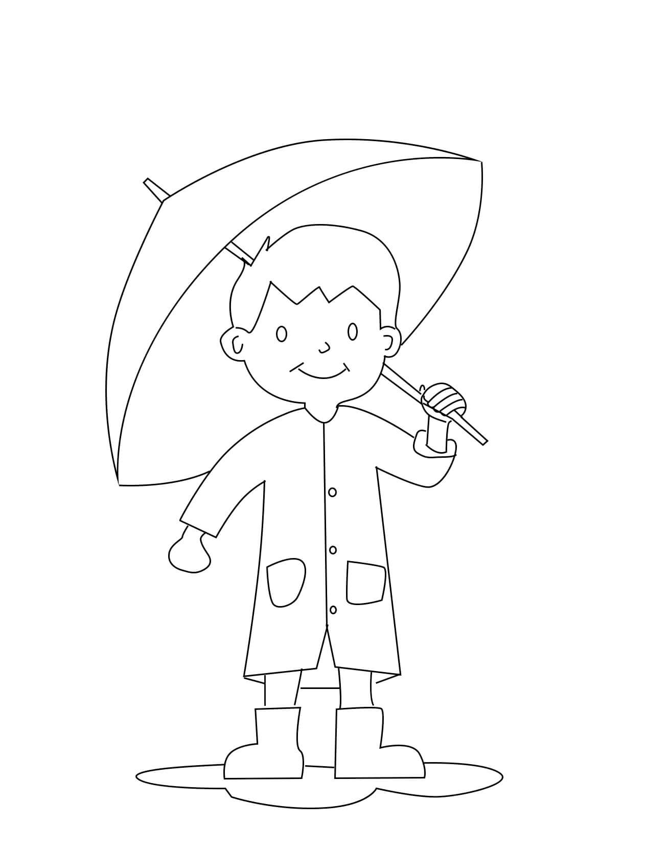 Målarbild Pojke med Paraply