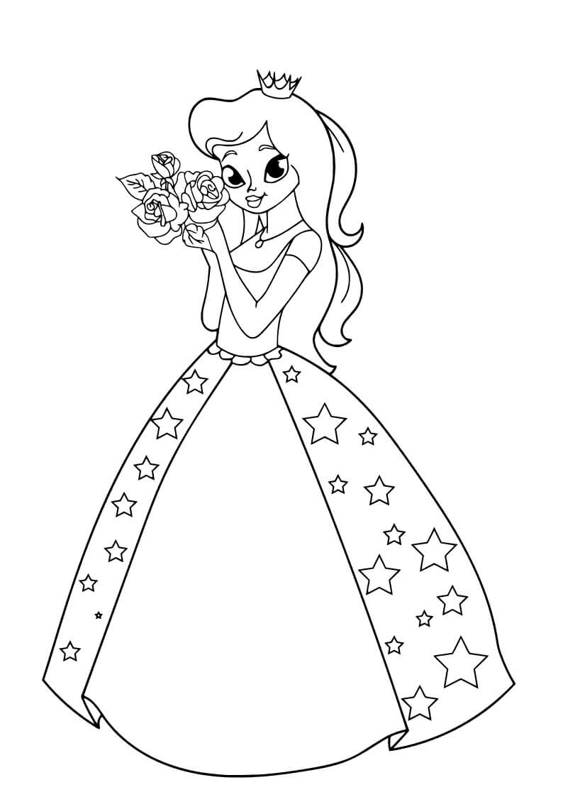 Målarbild Prinsessa med Blombukett