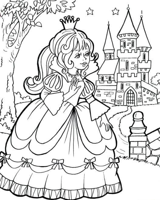 Målarbild Prinsessa och Stort Slott